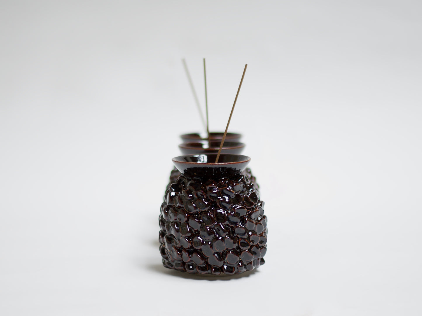 Dark Brown Ceramic Censer + Cedar Incense Set