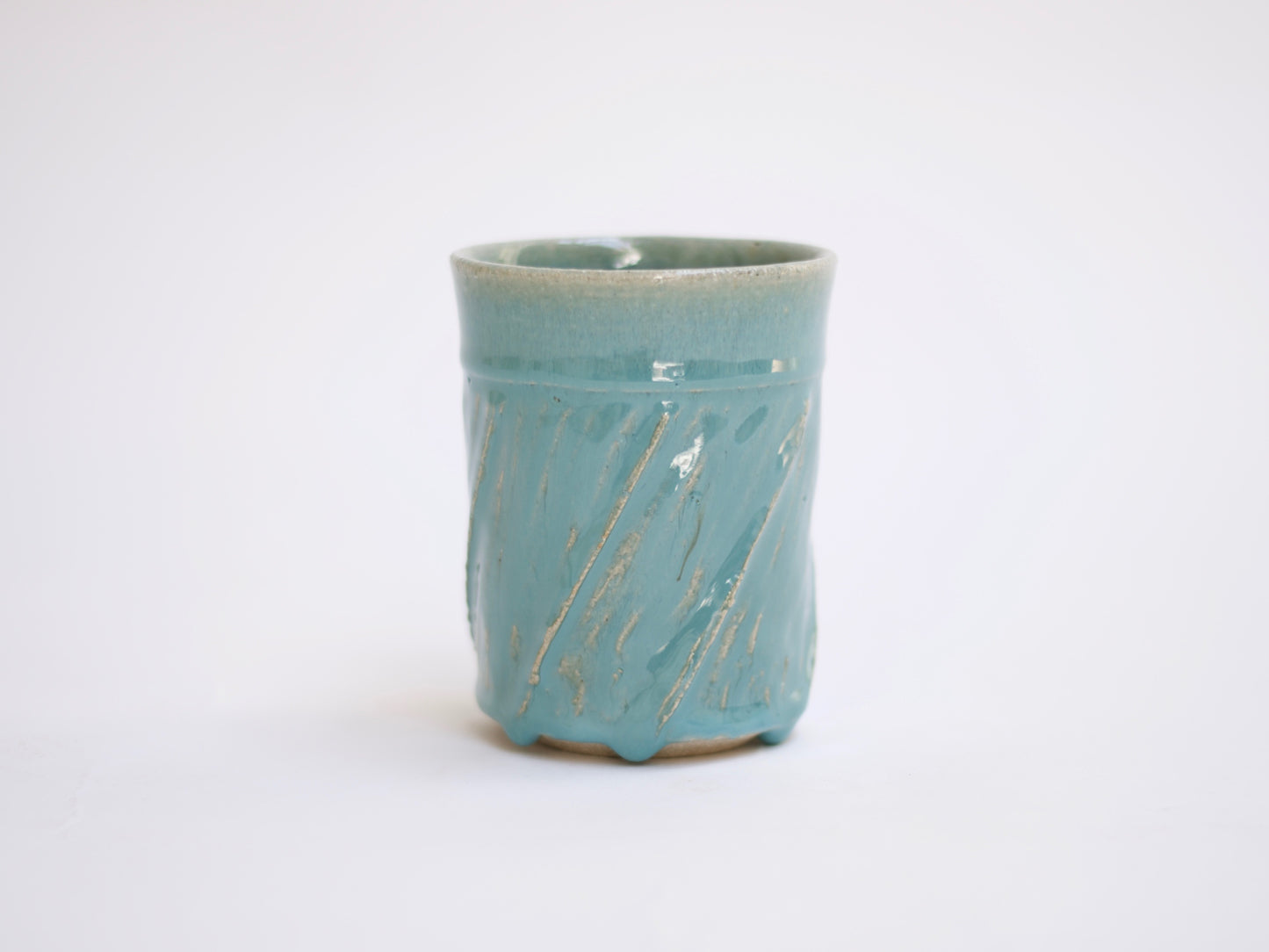 Blue-Green 'Twirled' Ceramic Cup
