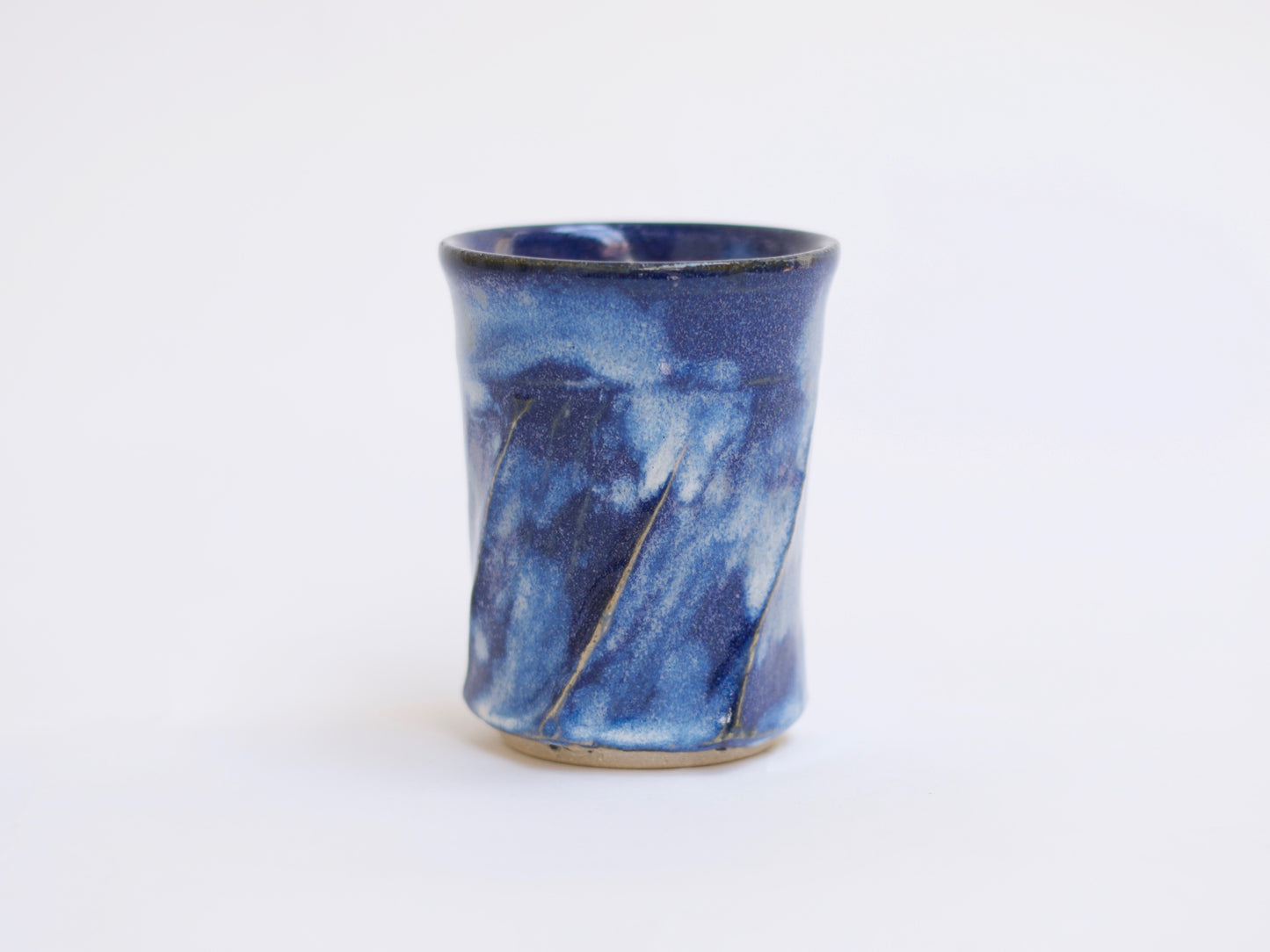 Clear Blue 'Twirled’ Ceramic Cup
