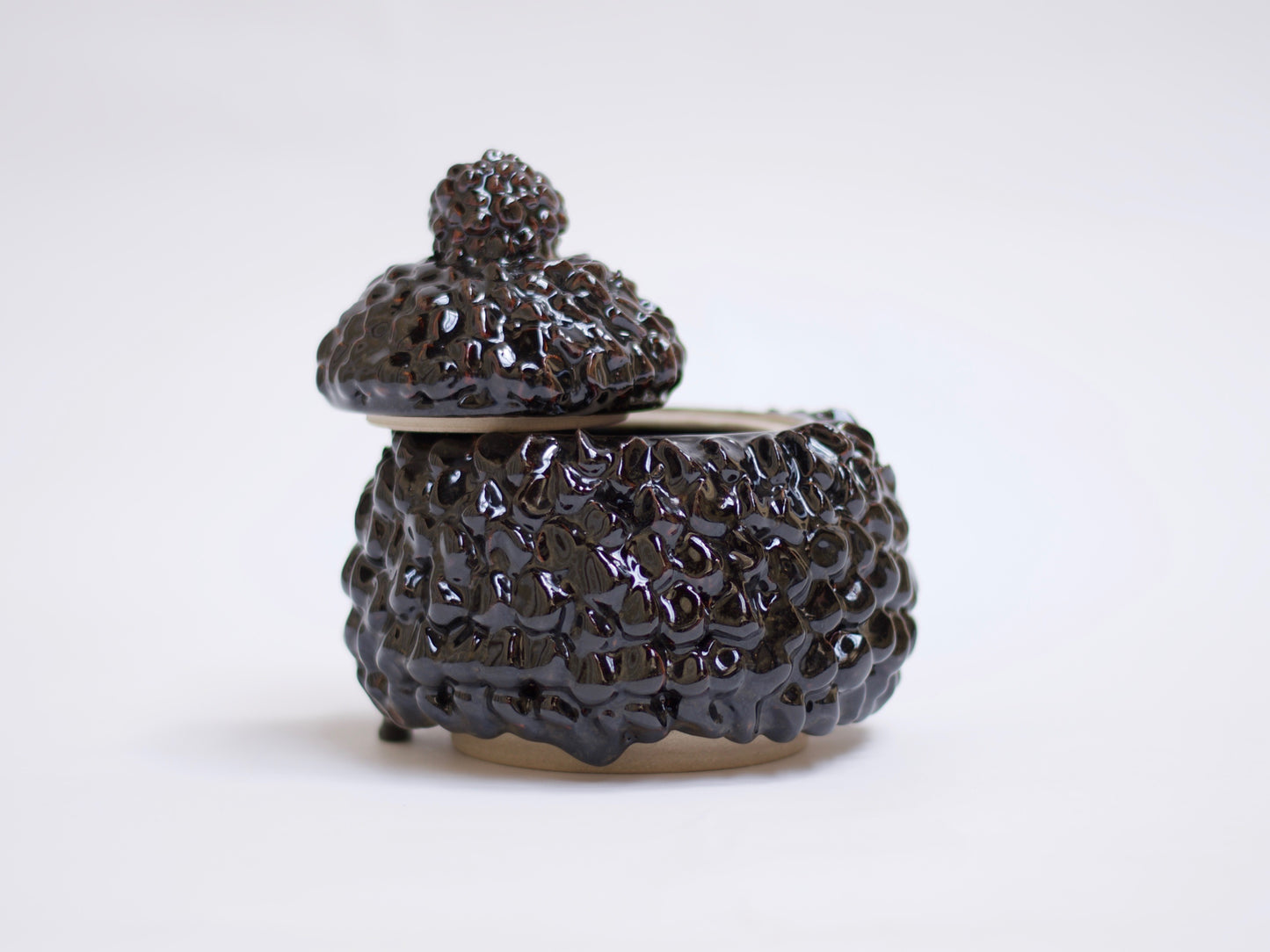 Dark Brown Ceramic Lidded Jar