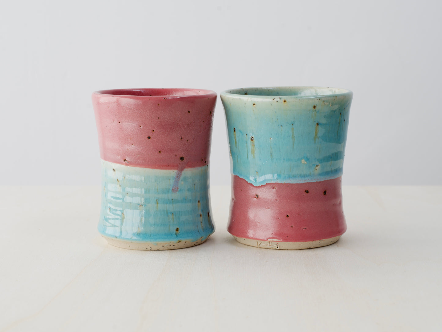 Green & Pink Cup with Terracotta Tile Fragments