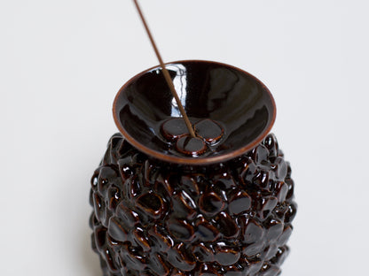 Dark Brown Ceramic Censer + Cedar Incense Set