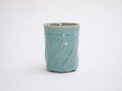 Blue-Green 'Twirled' Ceramic Cup