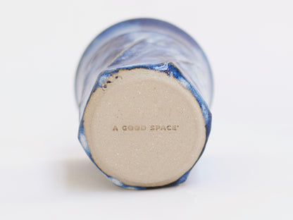 Clear Blue 'Twirled’ Ceramic Cup