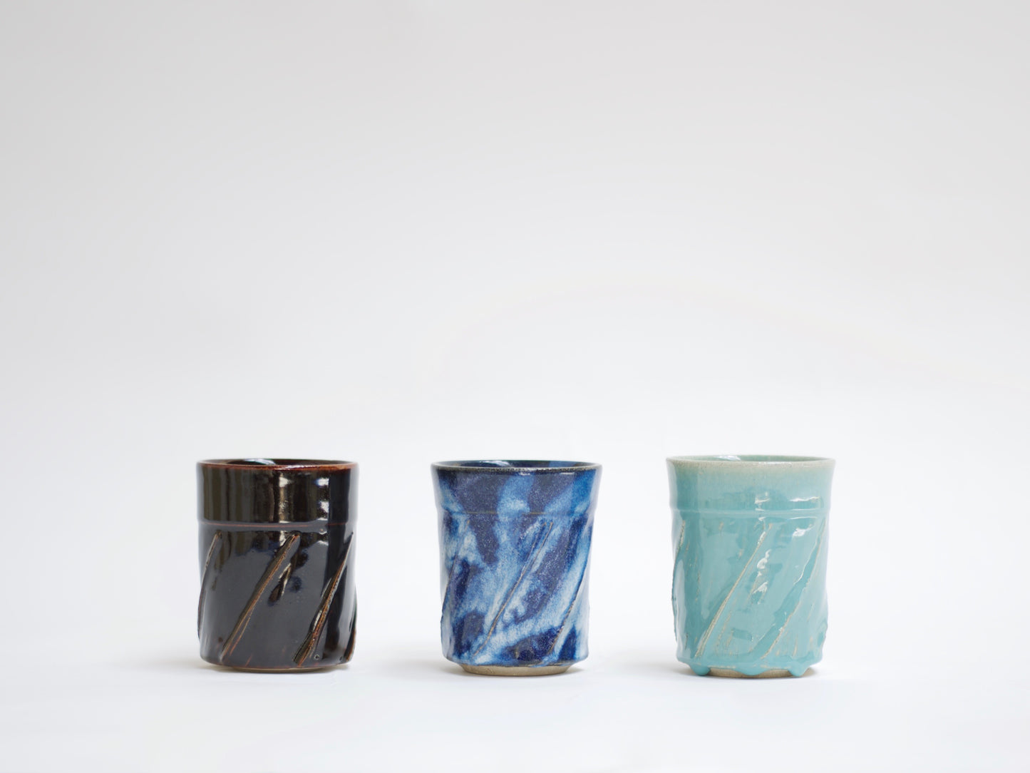 Clear Blue 'Twirled’ Ceramic Cup