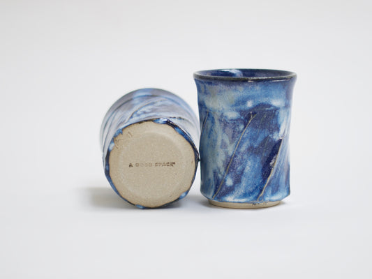 Clear Blue 'Twirled’ Ceramic Cup