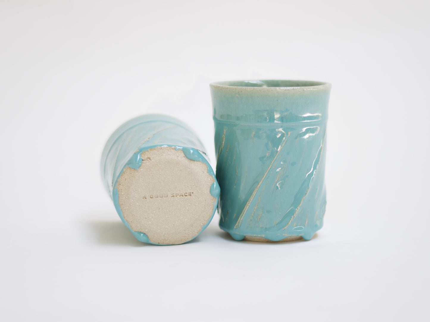 Blue-Green 'Twirled' Ceramic Cup