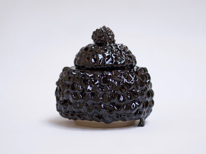 Dark Brown Ceramic Lidded Jar