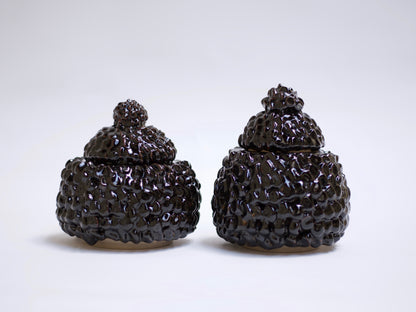 Dark Brown Ceramic Lidded Jar