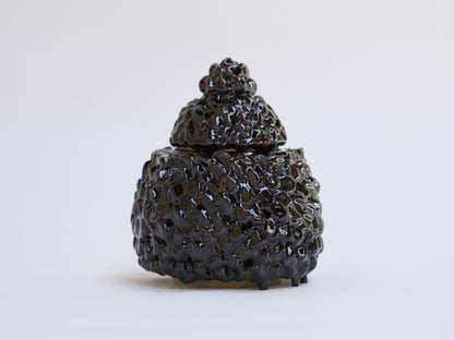 Dark Brown Ceramic Lidded Jar