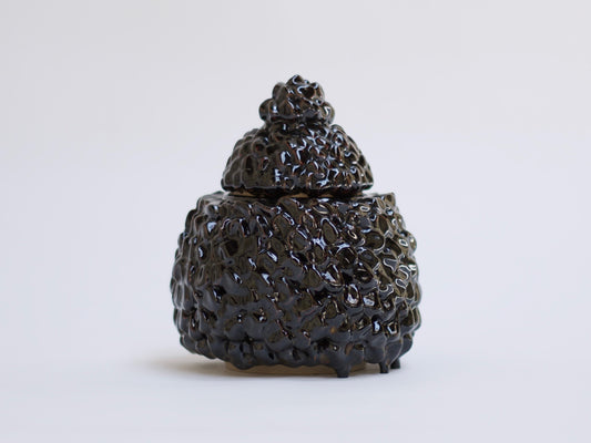 Dark Brown Ceramic Lidded Jar