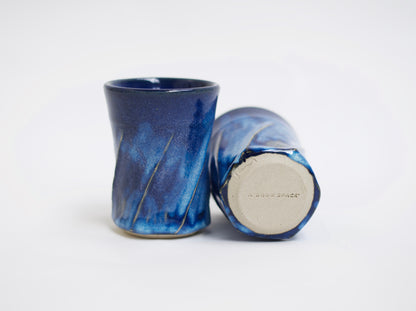 Deep Blue 'Twirled’ Ceramic Cup