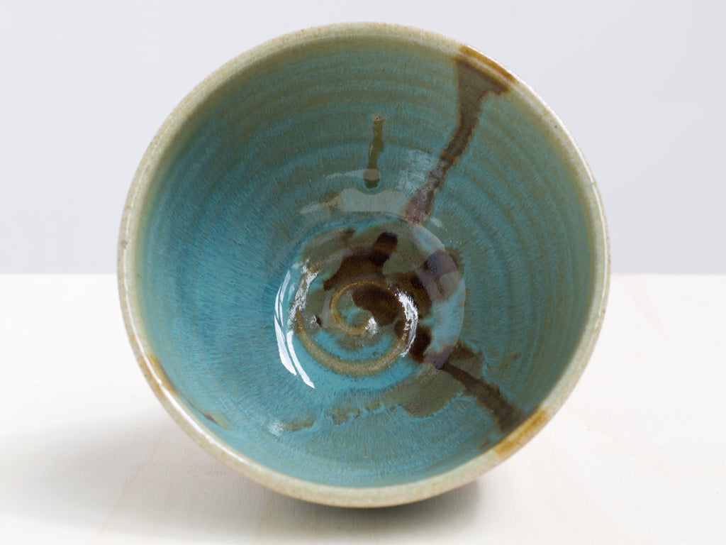 Green & Pink Notched-Foot Bowl + Plate