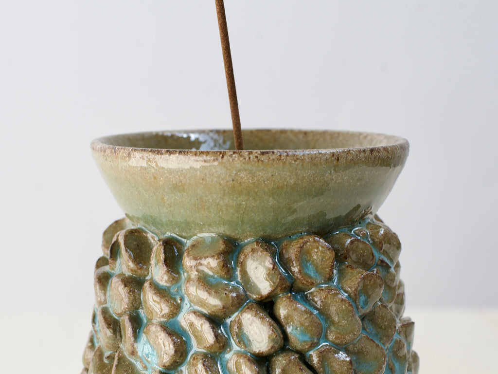 Green Ceramic Censer + Natural Cedar Incense