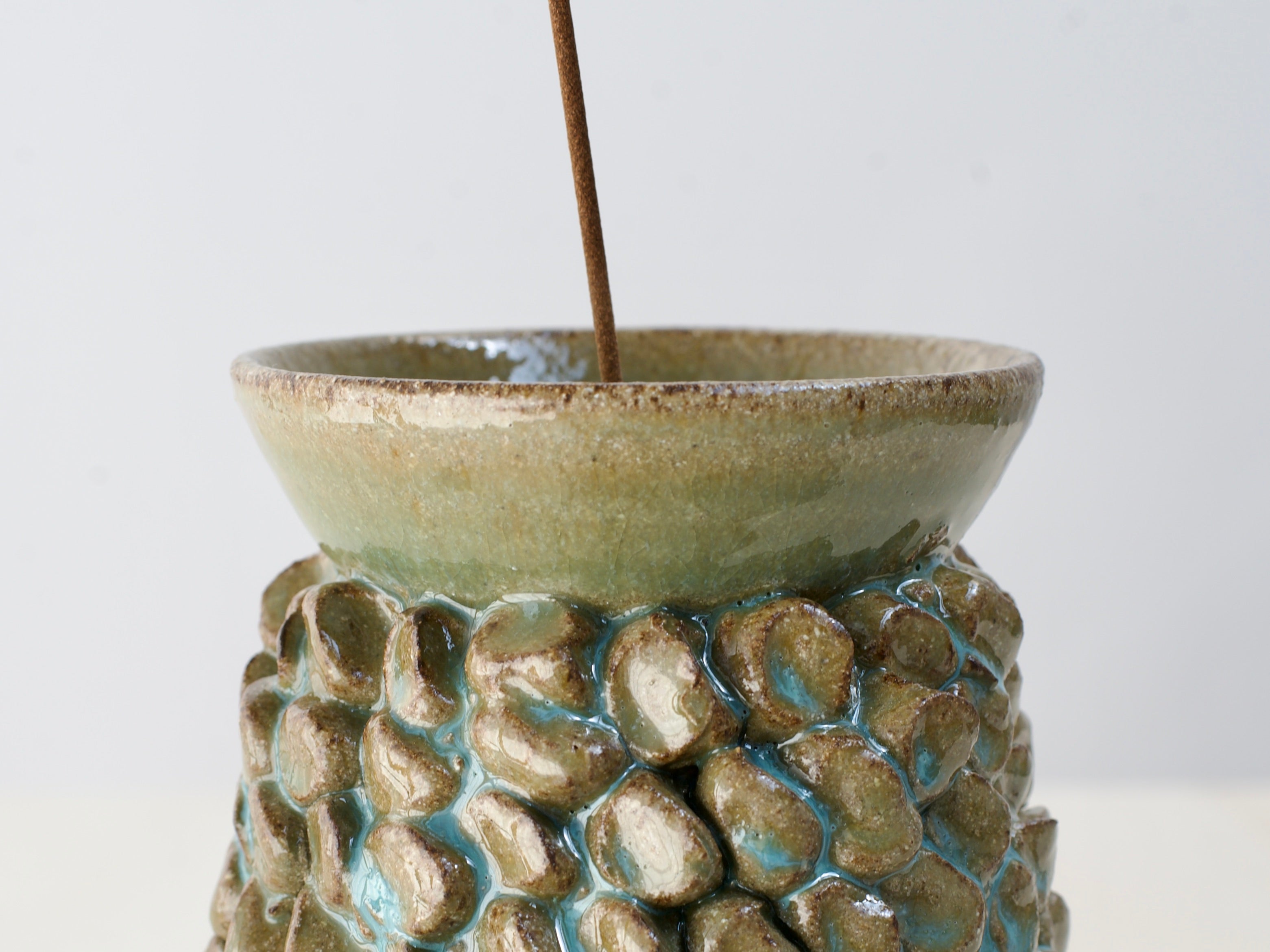 Green Ceramic Censer + Natural Cedar Incense