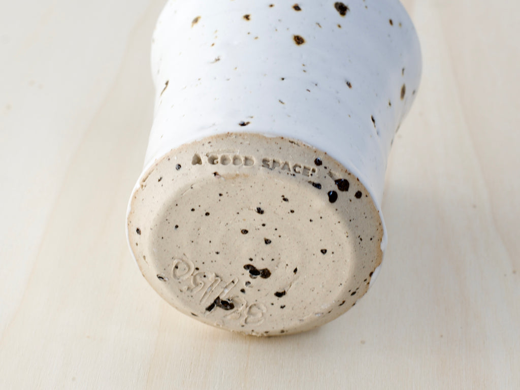 Mat White Cup with Terracotta Tile Fragments