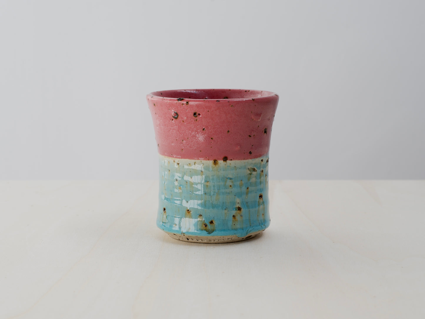 Pink & Green Cup with Terracotta Tile Fragments
