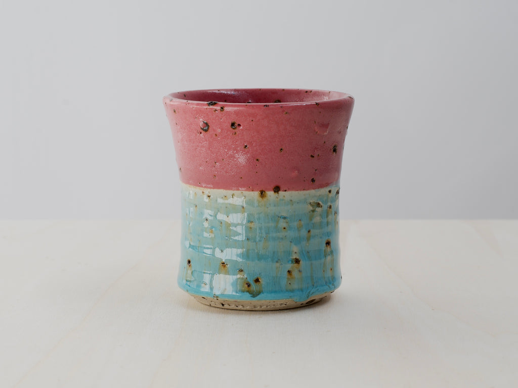 Pink & Green Cup with Terracotta Tile Fragments