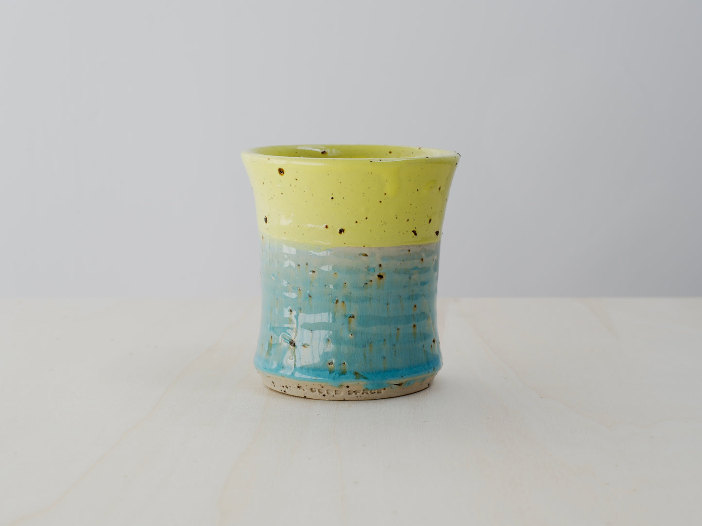 Yellow & Green Cup with Terracotta Tile Fragments