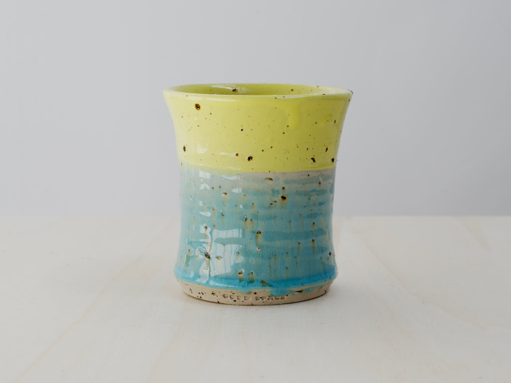 Yellow & Green Cup with Terracotta Tile Fragments