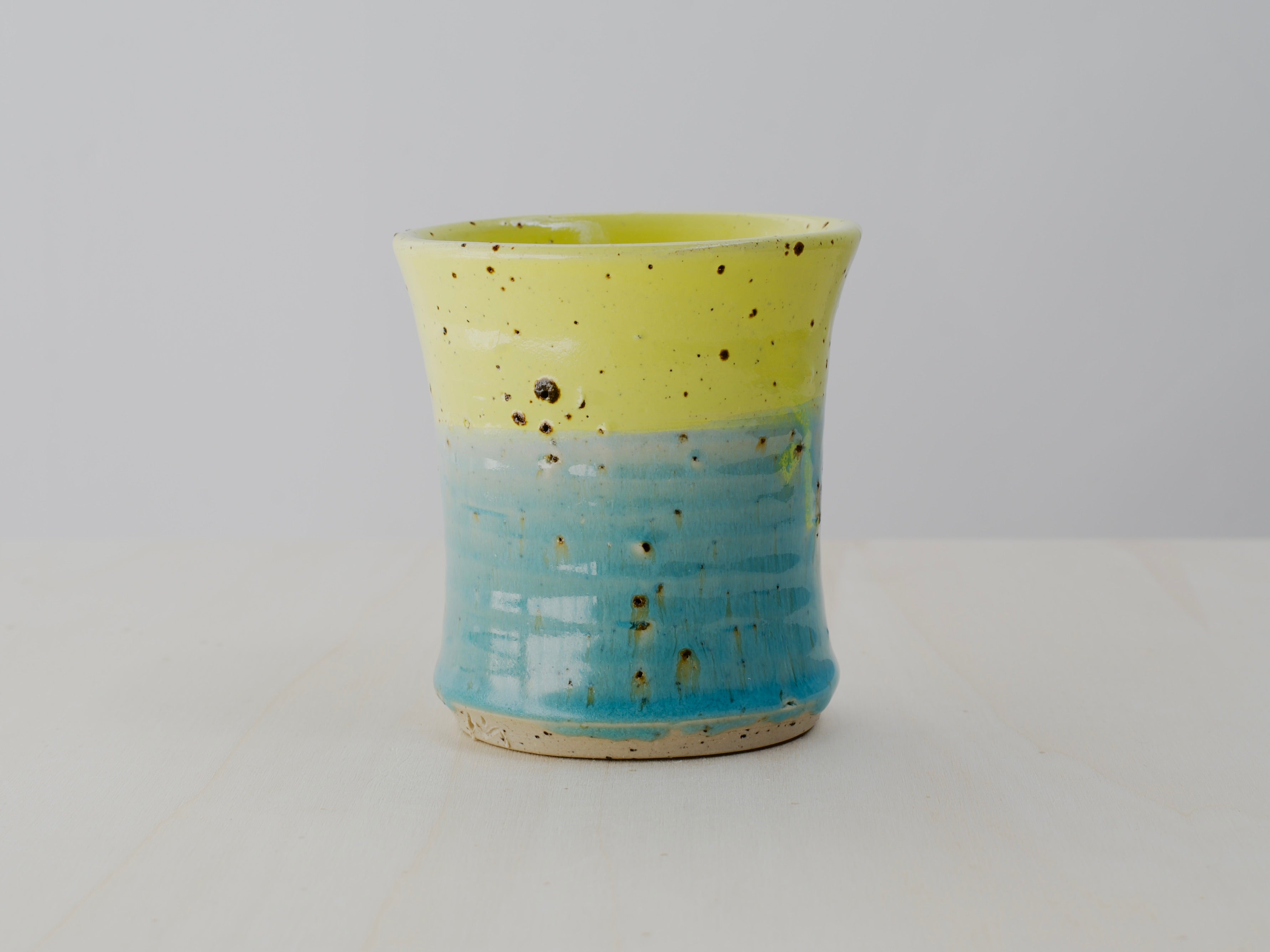 Yellow & Green Cup with Terracotta Tile Fragments