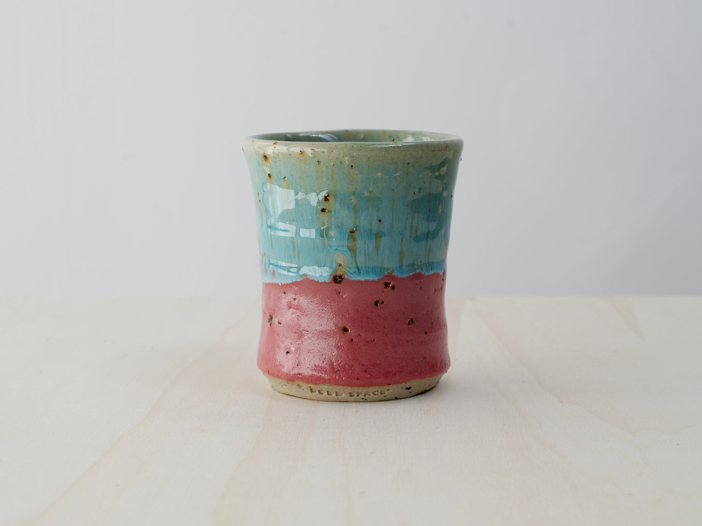 Pink & Green Cup with Terracotta Tile Fragments