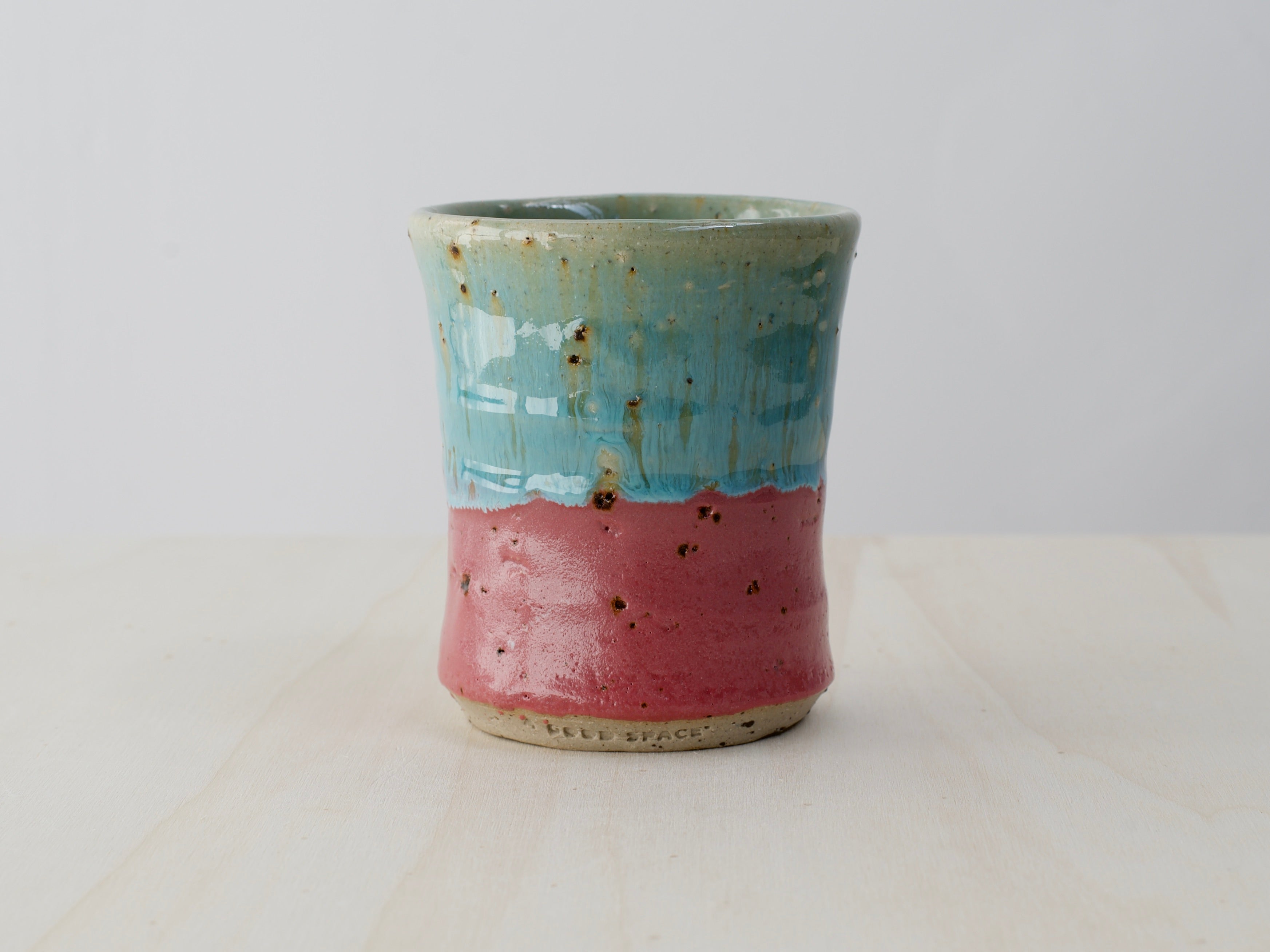Green & Pink Cup with Terracotta Tile Fragments
