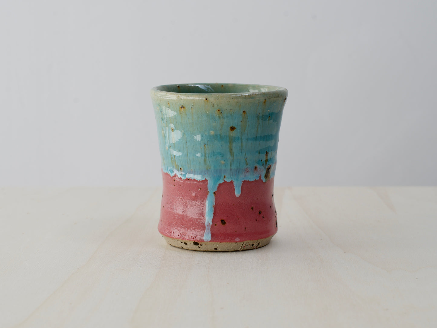 Green & Pink Cup with Terracotta Tile Fragments