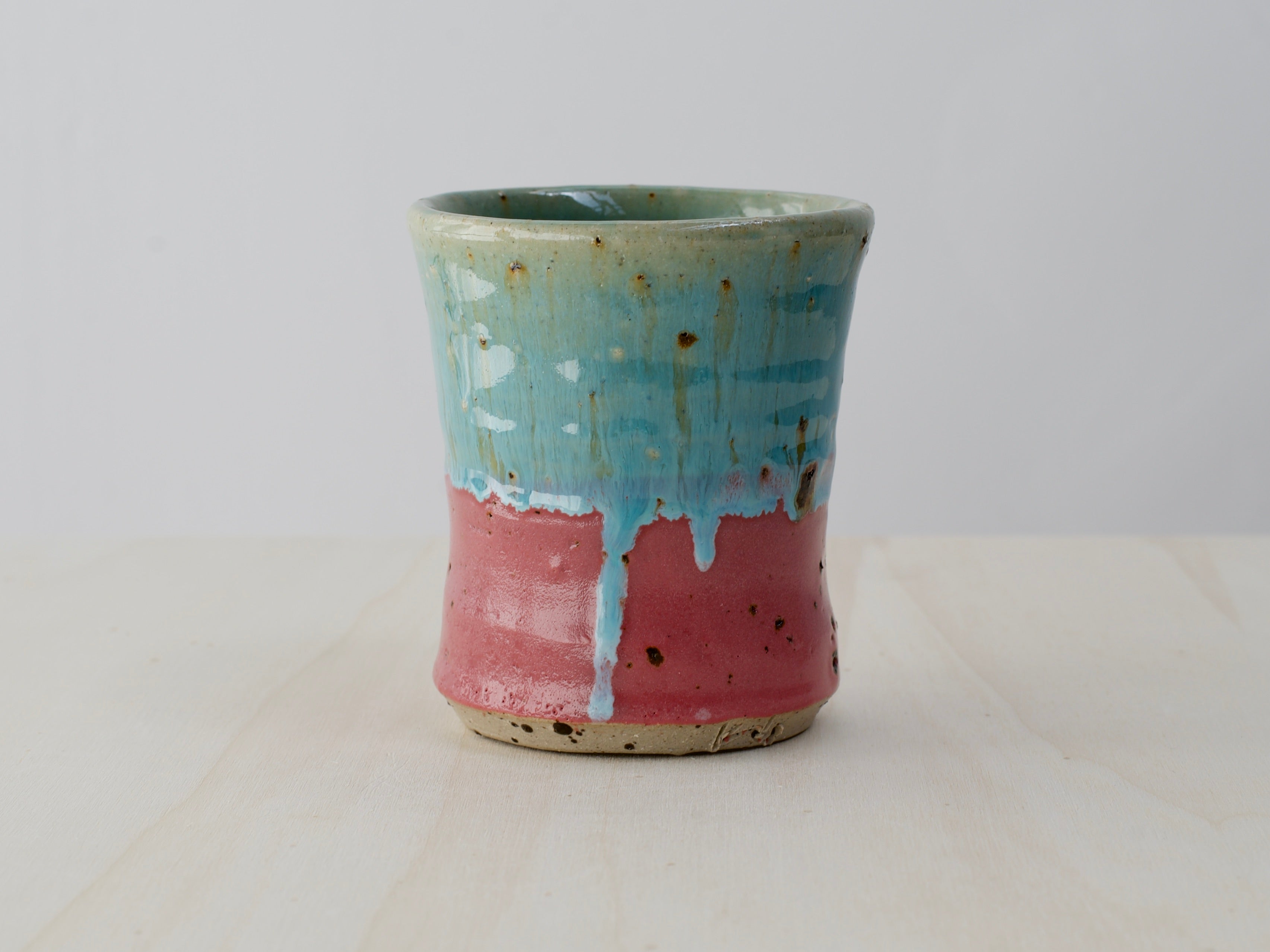 Green & Pink Cup with Terracotta Tile Fragments