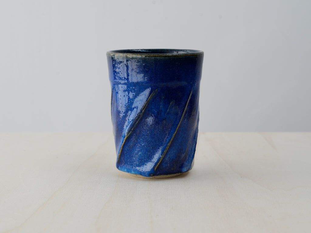 Deep Blue 'Twirled’ Ceramic Cup