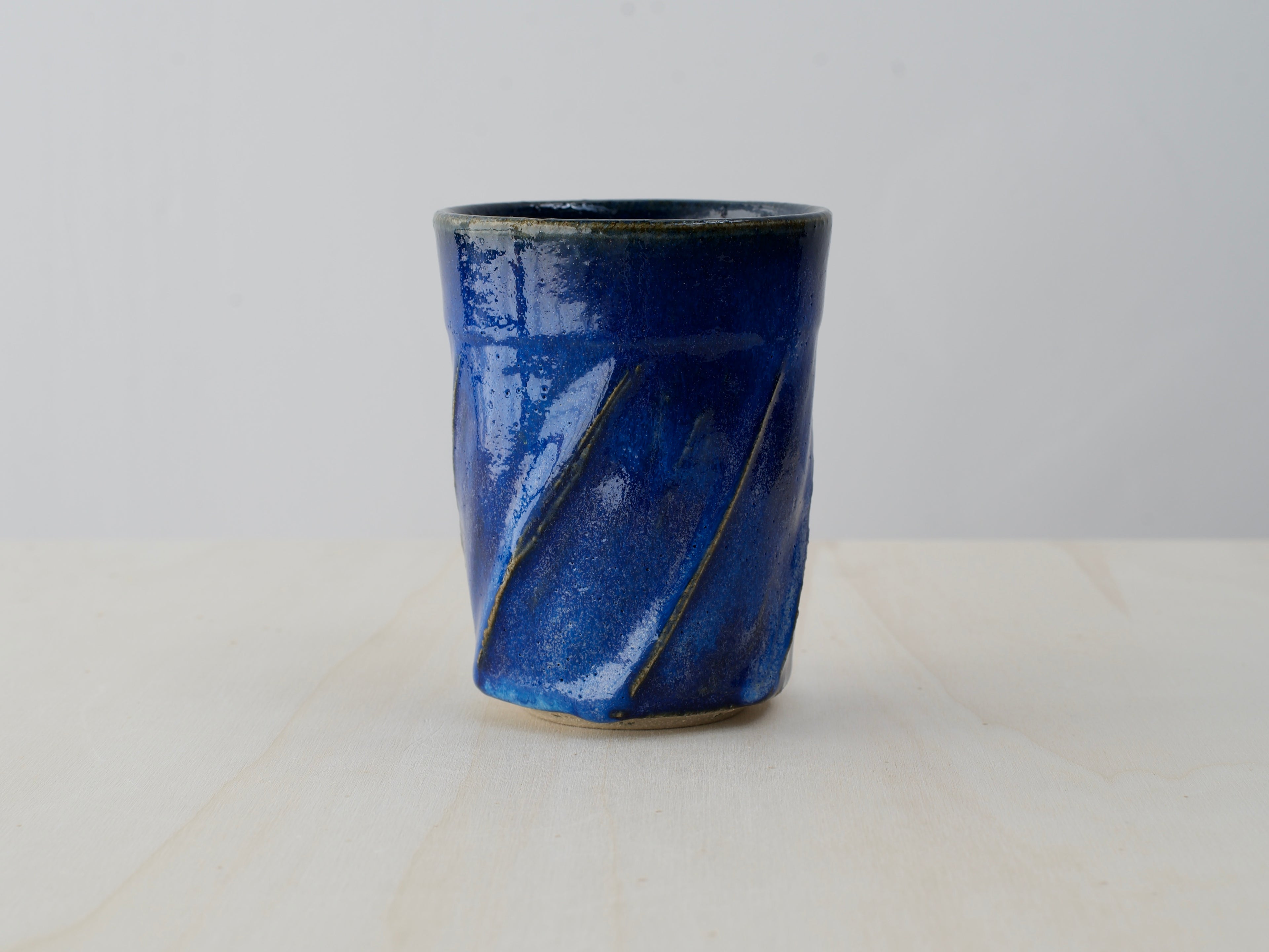 Deep Blue 'Twirled’ Ceramic Cup
