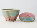 Green & Pink Notched-Foot Bowl + Plate