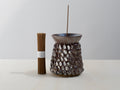 Silver-Red Ceramic Censer + Natural Cedar Incense