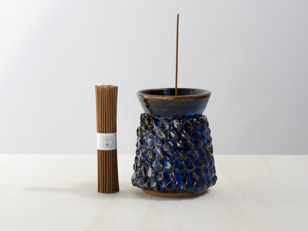 Blue Ceramic Censer + Natural Cedar Incense