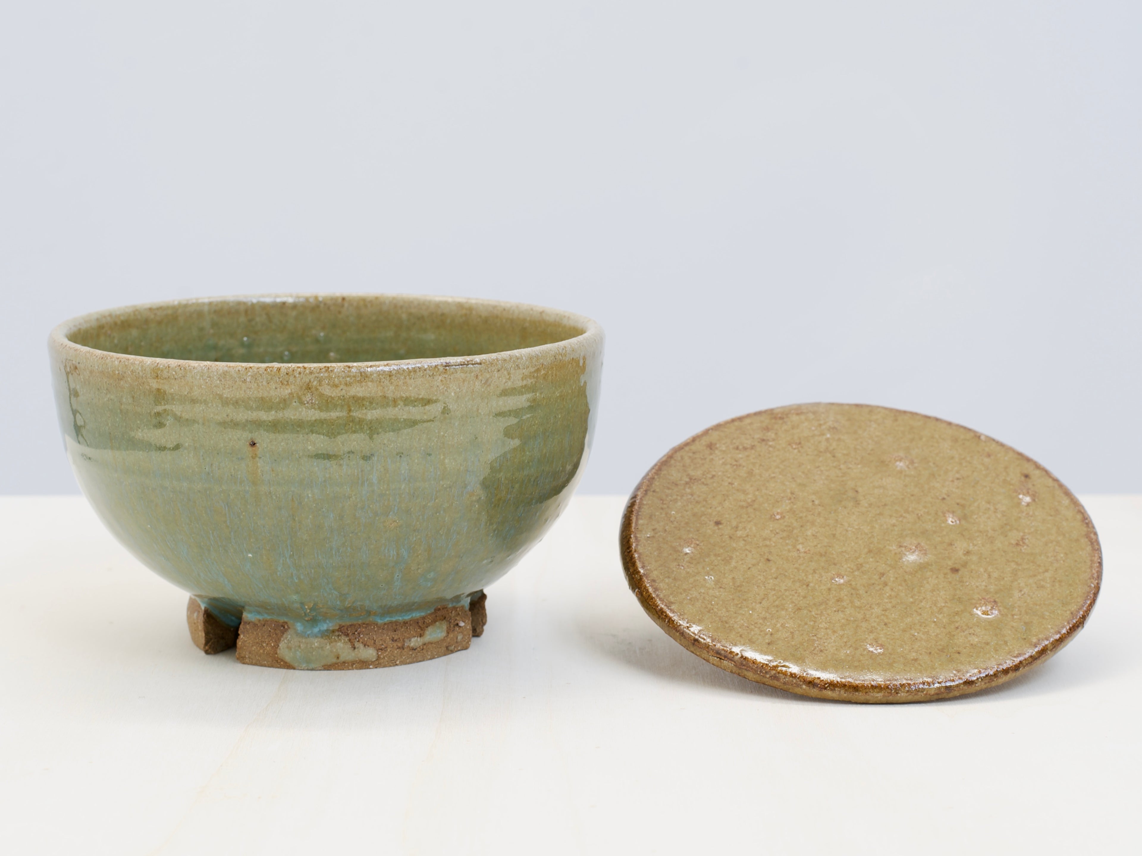 Green Notched-Foot Bowl + Plate